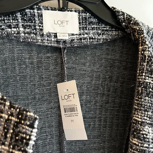 LOFT Women's Black and White Tweed Jacket - Picture 3 of 3